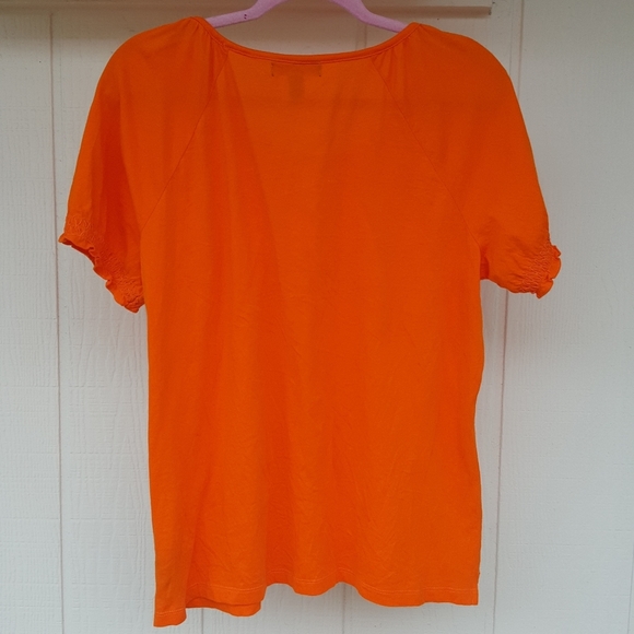 🤗 NEW LRL XL Sunshine Orange Smocked Peasant Top - Picture 2 of 6